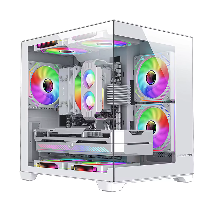 Power Train Coloured Glaze PC Case Sea View Room 270°full view without column Desktop Chassis Support 240 Water Cooler - Image 3
