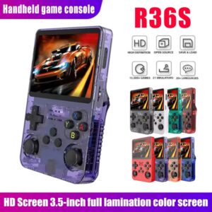 R36S Retro Handheld Game Console - 3.5 Inch IPS Screen, 64GB/128GB/256GB, Portable Gaming Device with Built-in Games